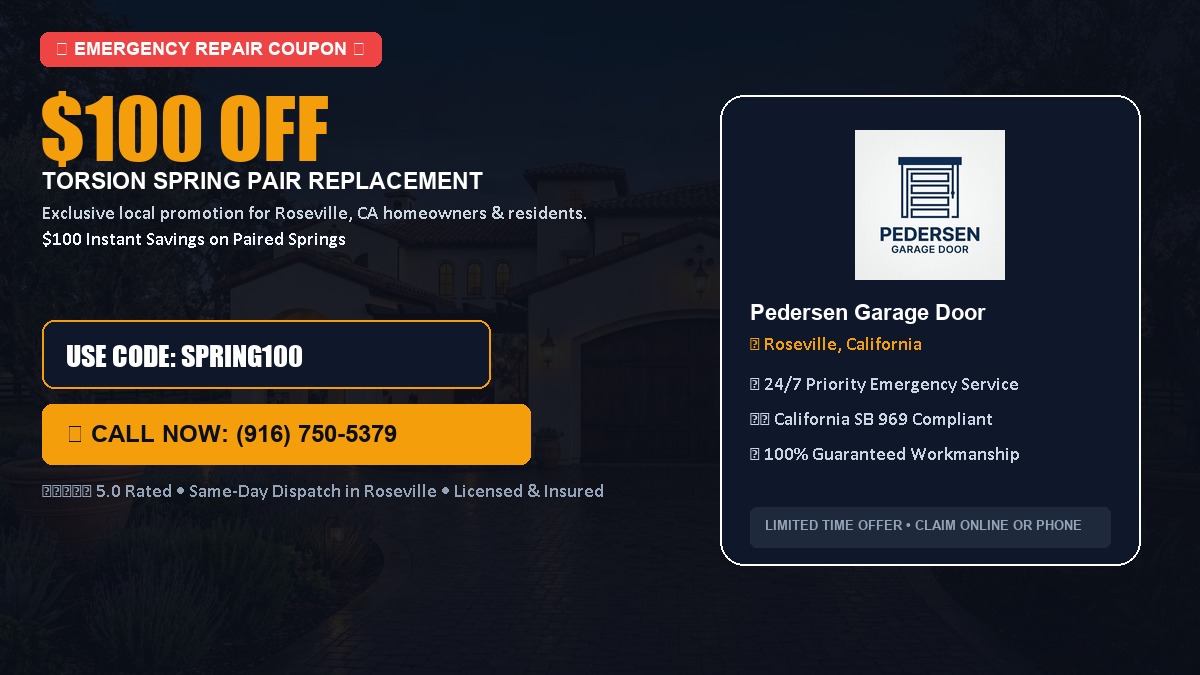 $100 OFF Heavy-Duty Torsion Spring Pair Replacement in Roseville, CA