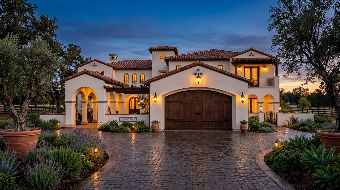 Pedersen Garage Door Exterior Closed Garage Door at Twilight